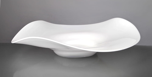 patera szklana, biała patera, szkło artystyczne, szkło dekoracyjne, falowana patera.JPG