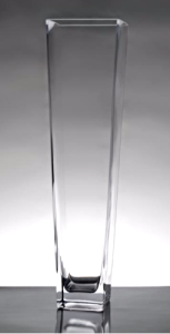 Wazon szklany, bezbarwny, kwadrat poszerzany, 48cm
