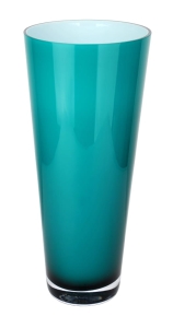 Klasyczny turkusowy wazon z grubego szkła h 38 cm