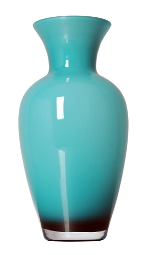 Szklany wazon na stół i kwiaty w kolorze turkus h 32 cm.JPG