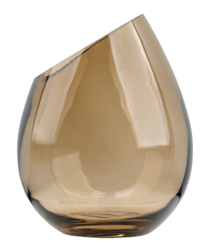 Artystyczny wazon z transparentnego topazowego szkła ukośnie ścięty o wysokości 24 cm.png