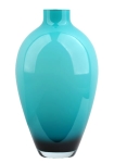 Artystyczny turkusowy wazon z grubego szkła h 35 cm