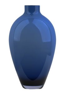 Artystyczny wazon z ciemnobłękitnego szkła h 35 cm