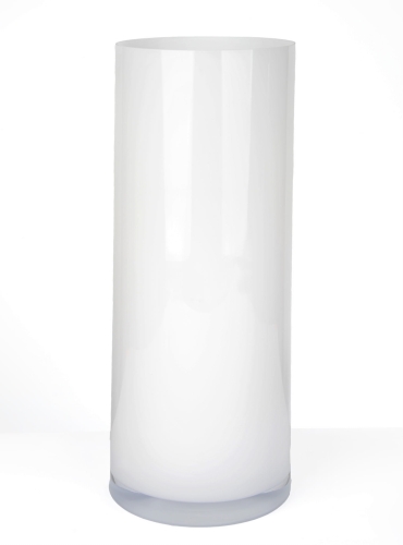 Wazon na kwiaty z białego szkła w kształcie tuby h 30cm.JPG