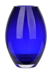Dekoracyjny wazon z grubego kobaltowego szkła h 25 cm