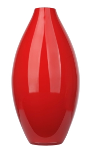 Czerwony wazon szklany zwężany u góry wysokość 44 cm
