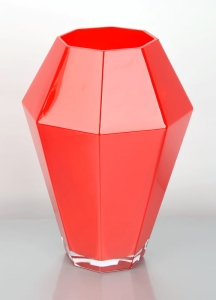 Nowoczesny czerwony wazon imitujący diament h 40 cm