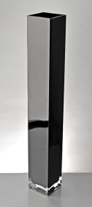 Wysoki kwadratowy wazon z czarnego szkła h 60 cm