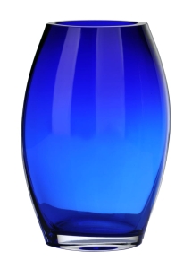 Kobaltowy wazon szklany o owalnym dnie h 25 cm