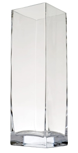 Kwadratowy wazon z bezbarwnego szkła h 40 cm