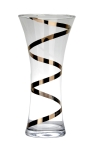 Bezbarwny wazon z platynową spiralą h 39 cm