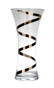 Bezbarwny wazon z platynową spiralą h 39 cm